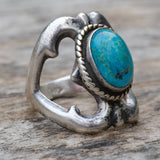 Vintage Sterling Turquoise Sandcast Ring 6