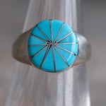 Vintage Sterling Turquoise Inlay Pinwheel Ring 6