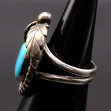 Vintage Sterling Turquoise Feather Ring 4.5