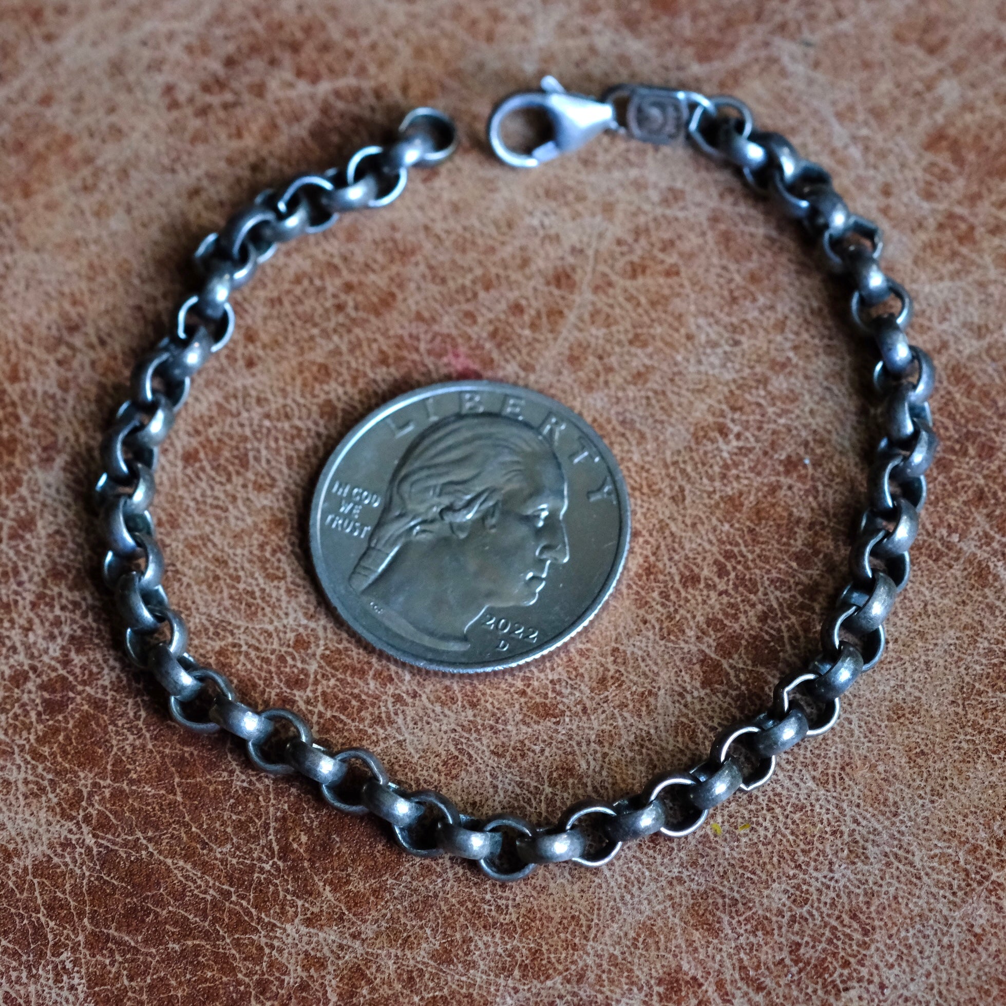 Vintage Sterling Silver Rolo Chain Bracelet