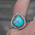 Vintage Sterling Turquoise Roper Ring 5.5