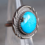 Vintage Sterling Turquoise Roper Ring 4.75
