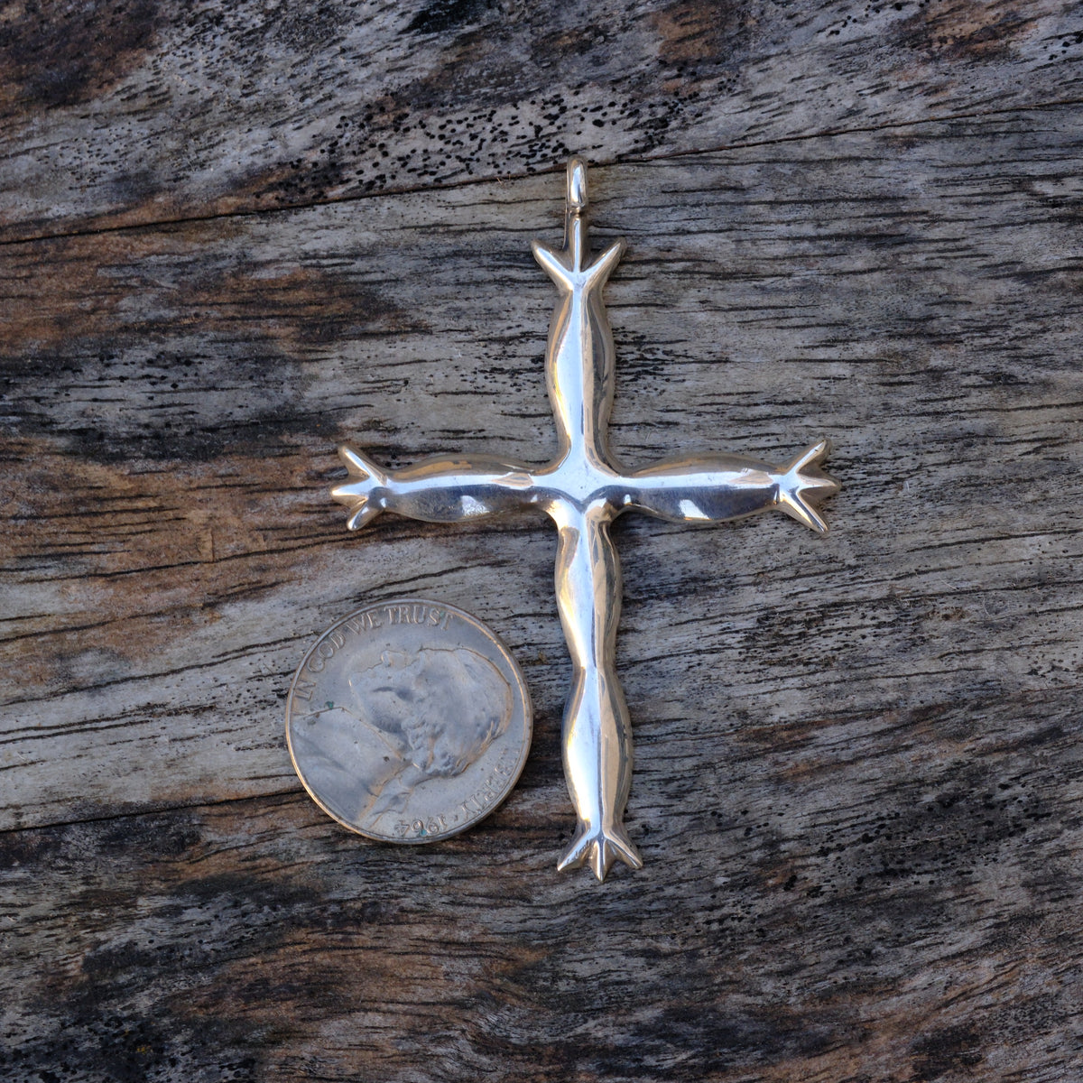 Vintage Sterling Silver Sand Cast Cross Pendant
