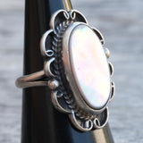 Vintage Sterling Mother Of Pearl Ring 6.25