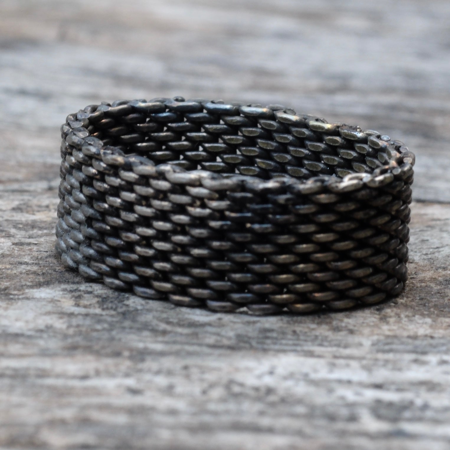 Vintage Sterling Silver Woven Mesh Band Ring 6.5