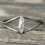Vintage Sterling Mother Of Pearl Inlay Cuff
