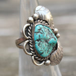 Vintage Sterling Turquoise Feather Ring 5.75
