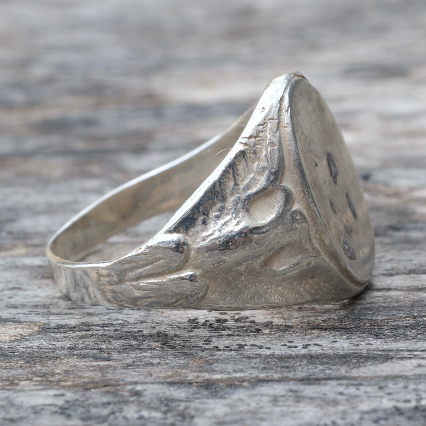 Vintage Sterling Silver Military Signet Ring 10