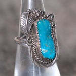 Vintage Sterling Turquoise Feather Ring 6.25