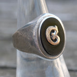 Vintage Sterling G Initial Signet Ring 7.75