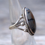 Vintage Sterling Petrified Wood Ring 5.25