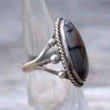 Vintage Sterling Petrified Wood Ring 5.25