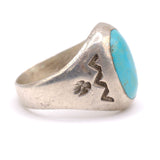 Mid Century Vintage Sterling Turquoise Stamped Thunderbird Ring 11