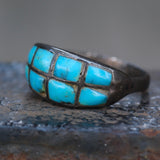 Vintage Sterling Turquoise Inlay Band 7