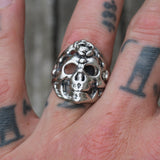 Vintage White Bronze Biker Ring 9