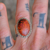 Vintage Sterling Red Jasper Roper Ring 8.5