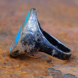 Vintage Sterling Turquoise and MOP Inlay Ring 9.25
