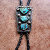 Vintage Sterling 3-Stone Turquoise Bolo Tie