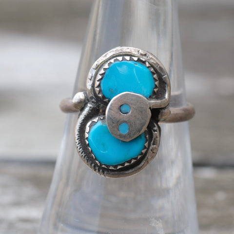 Vintage Sterling Effie Turquoise Snake Ring 7