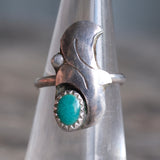 Vintage Sterling Turquoise Feather Ring 5.25