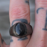 Vintage Sterling Onyx Cabochon Ring 9.75