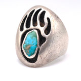 Vintage Sterling Turquoise Bear Paw Ring 8.75
