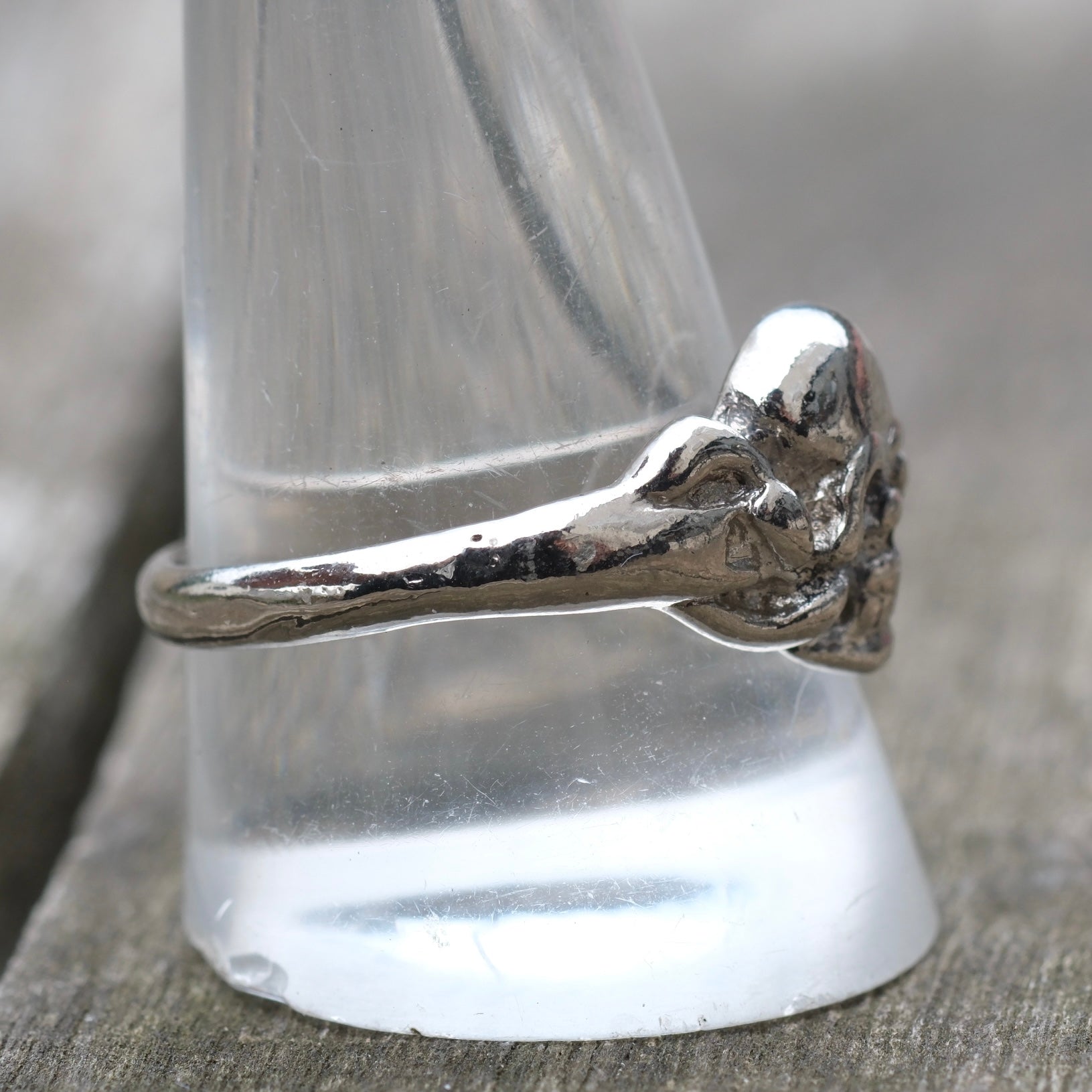 Vintage White Bronze Biker Ring 12