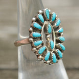Vintage Sterling Turquoise Cluster Ring 6