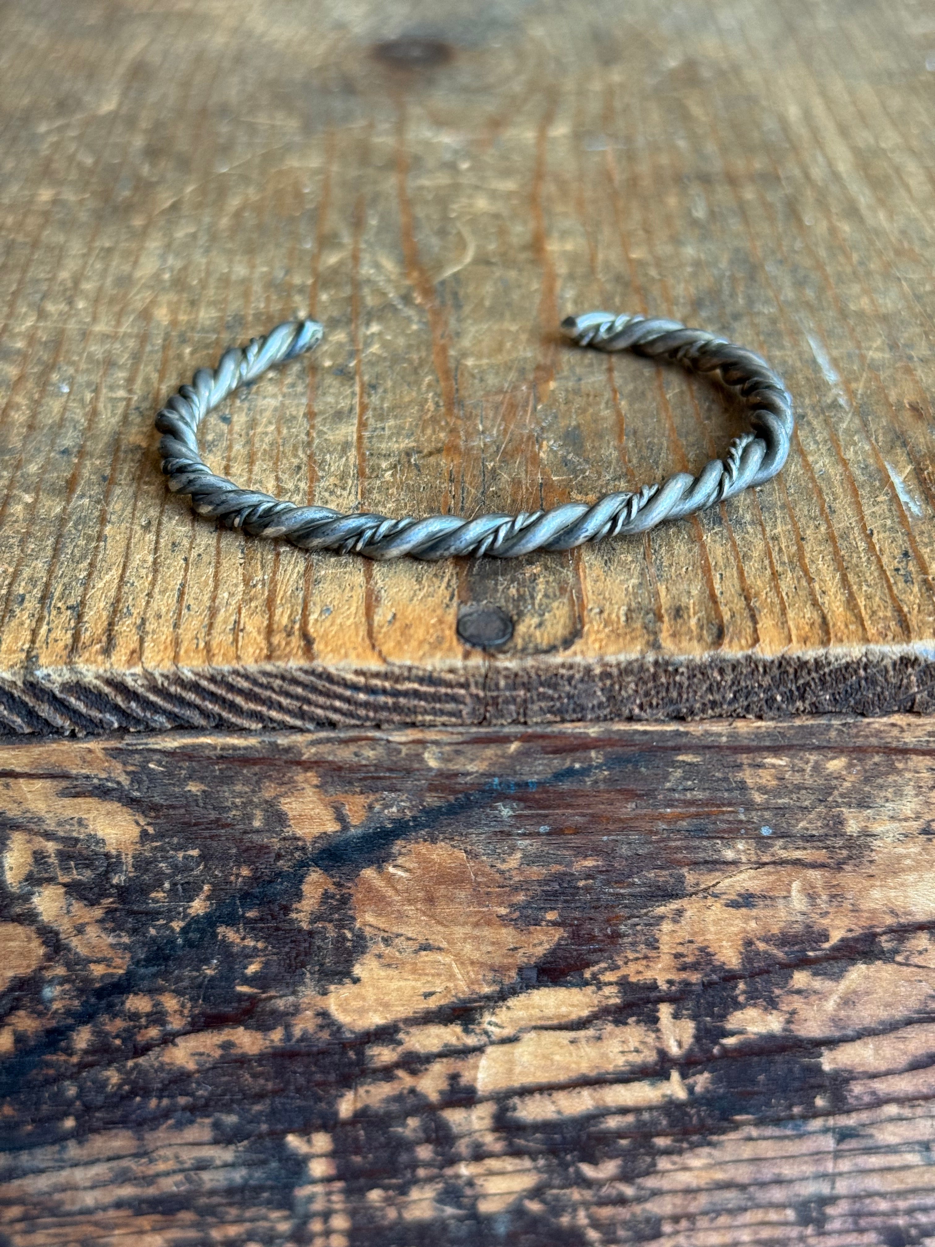 Vintage Sterling Silver Twisted Rope Cuff