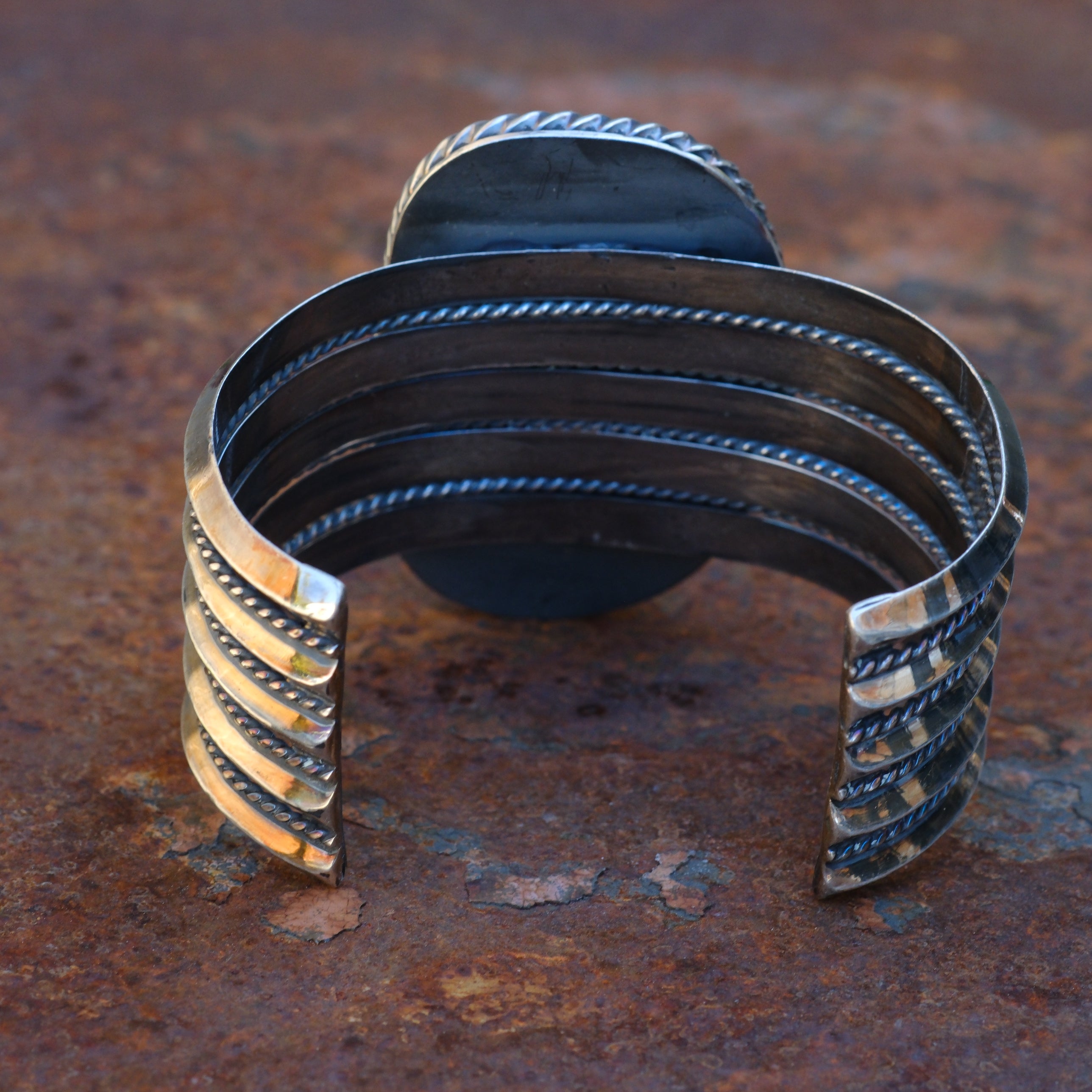 Massive Sterling Silver Turquoise Roper Cuff Bracelet