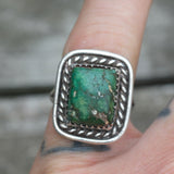 Vintage Sterling Turquoise Roper Ring 4.5