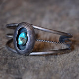 Vintage Sterling Turquoise Shadowbox Cuff Bracelet