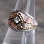 Vintage Sterling Mother Of Pearl and CZ Ring 8.25
