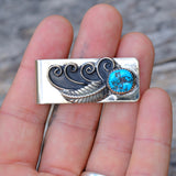 Vintage Turquoise Feather Money Clip