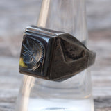 Vintage Sterling Hematite Centurion Ring 9.75
