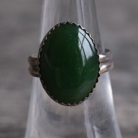 Vintage Sterling Jade Ring 6.75