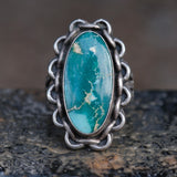 Vintage Sterling Turquoise Chain Ring 4.25