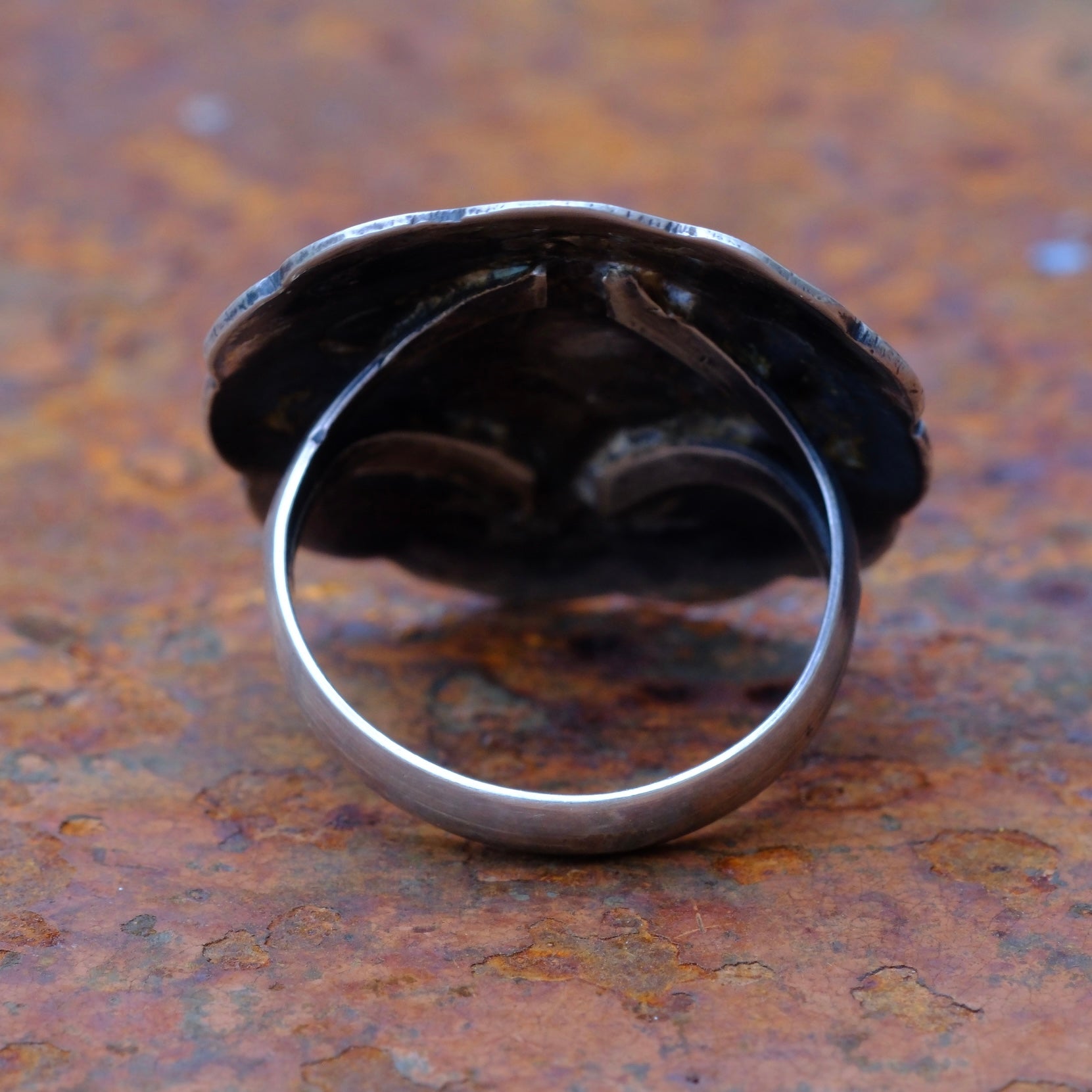 Vintage Sterling Stamped Concho Ring 6.5