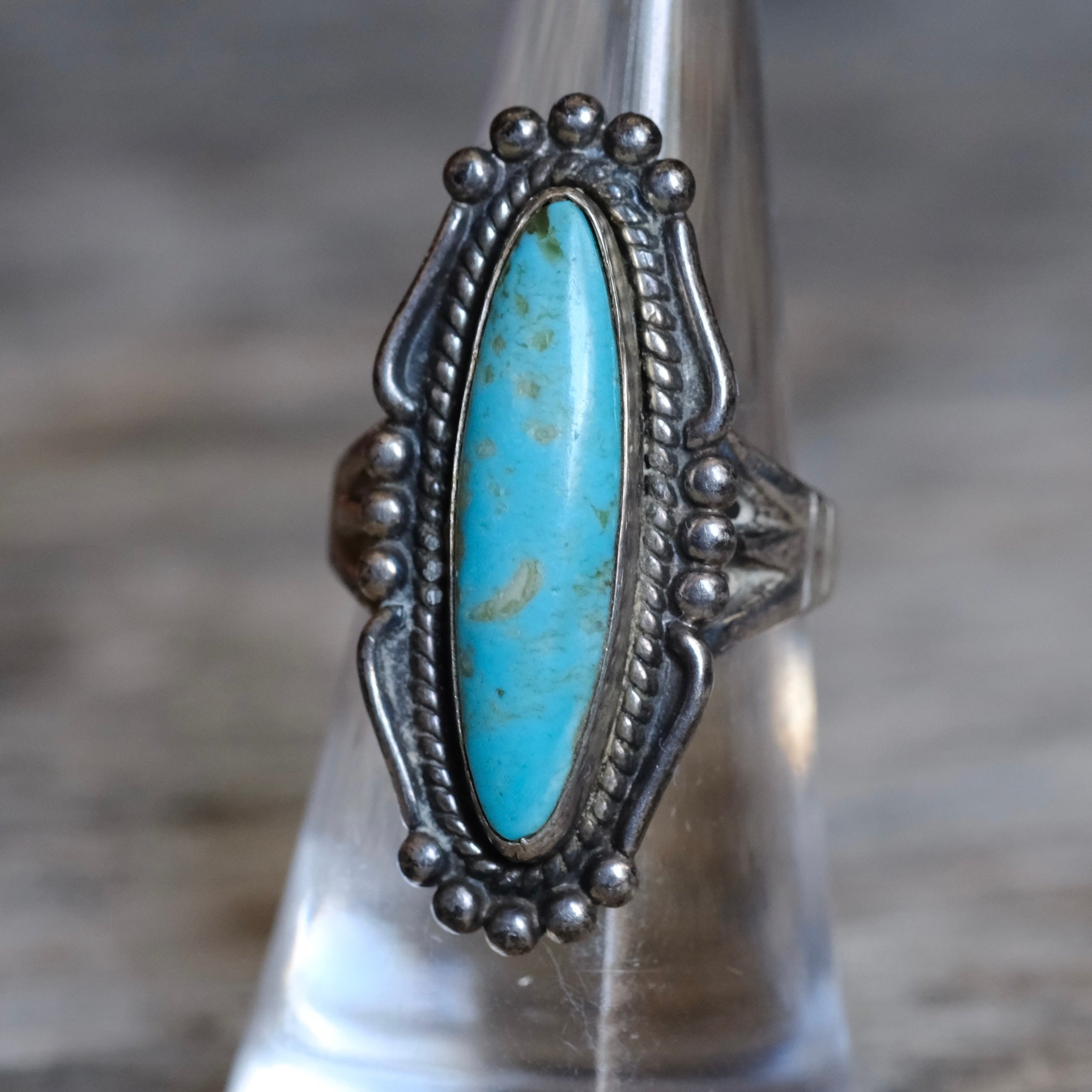 Vintage Sterling Turquoise Ring 6.75