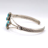 Vintage Sterling Turquoise Cluster Cuff Bracelet 6"
