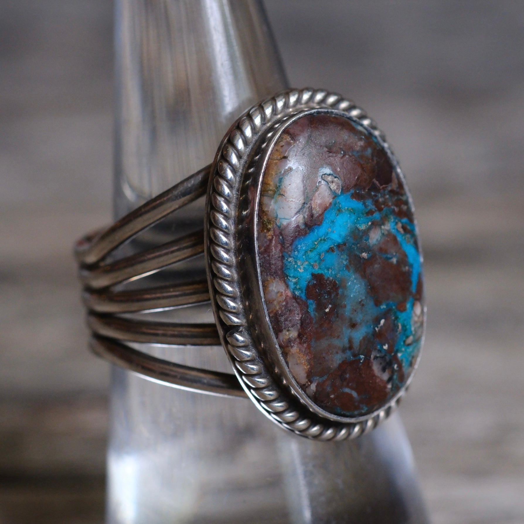 Vintage Sterling Bisbee Turquoise Ring 7.5
