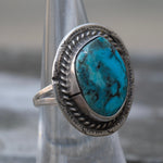 Vintage Sterling Turquoise Roper Ring 6.5