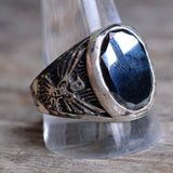 Vintage Sterling Hematite Thunderbird Ring 13