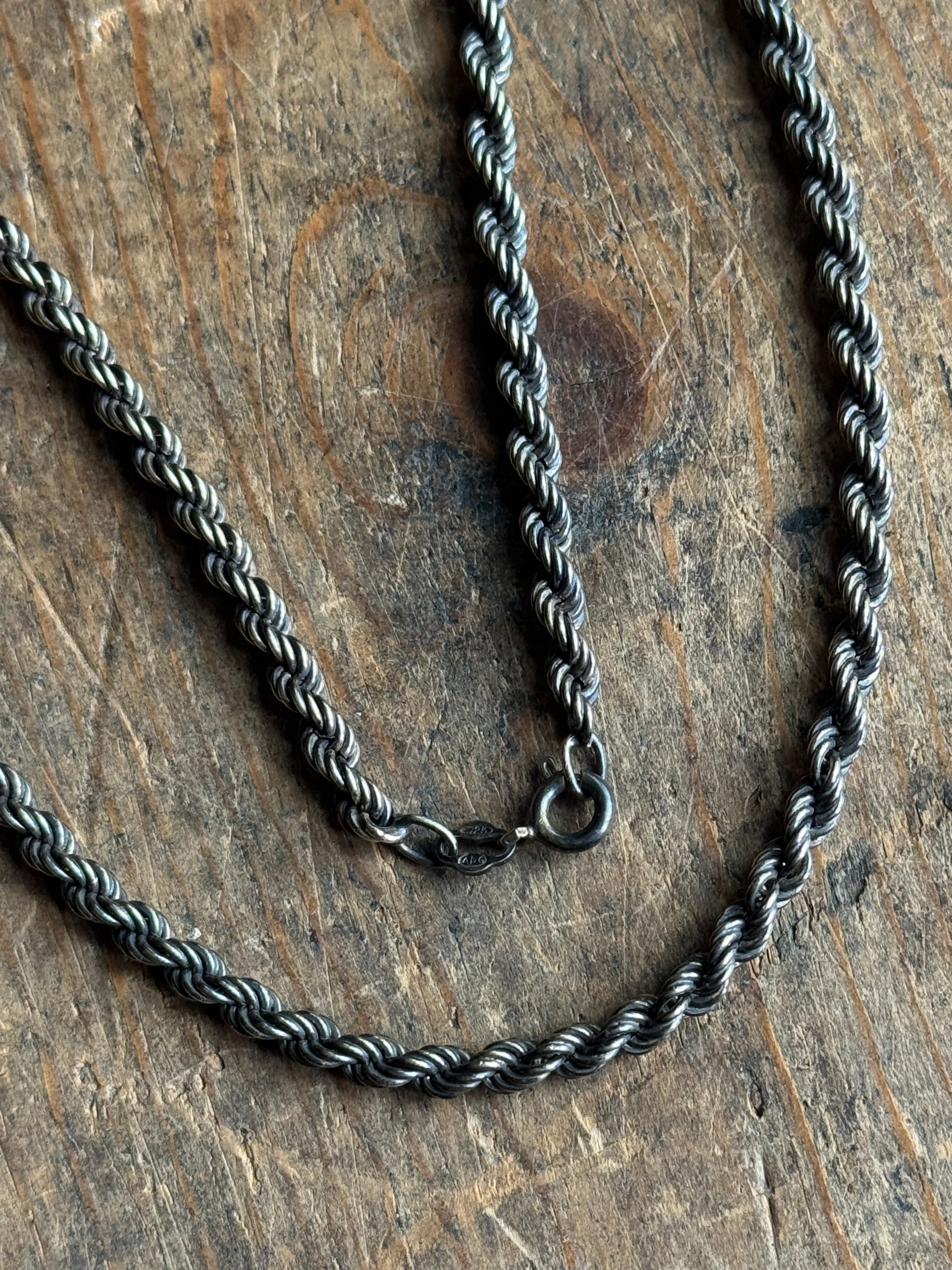 Vintage Sterling Silver 15” Rope Chain