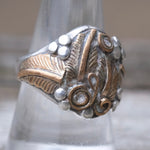 Vintage Sterling and Copper Feather Ring 9