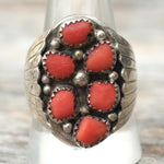 Vintage Sterling Coral Cluster Ring 11