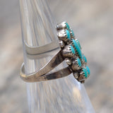Vintage Sterling Turquoise Cluster Ring 4