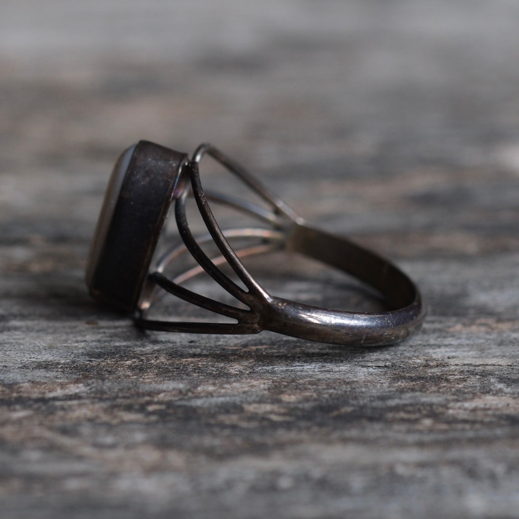 Vintage Sterling Mother Of Pearl Ring 7.75