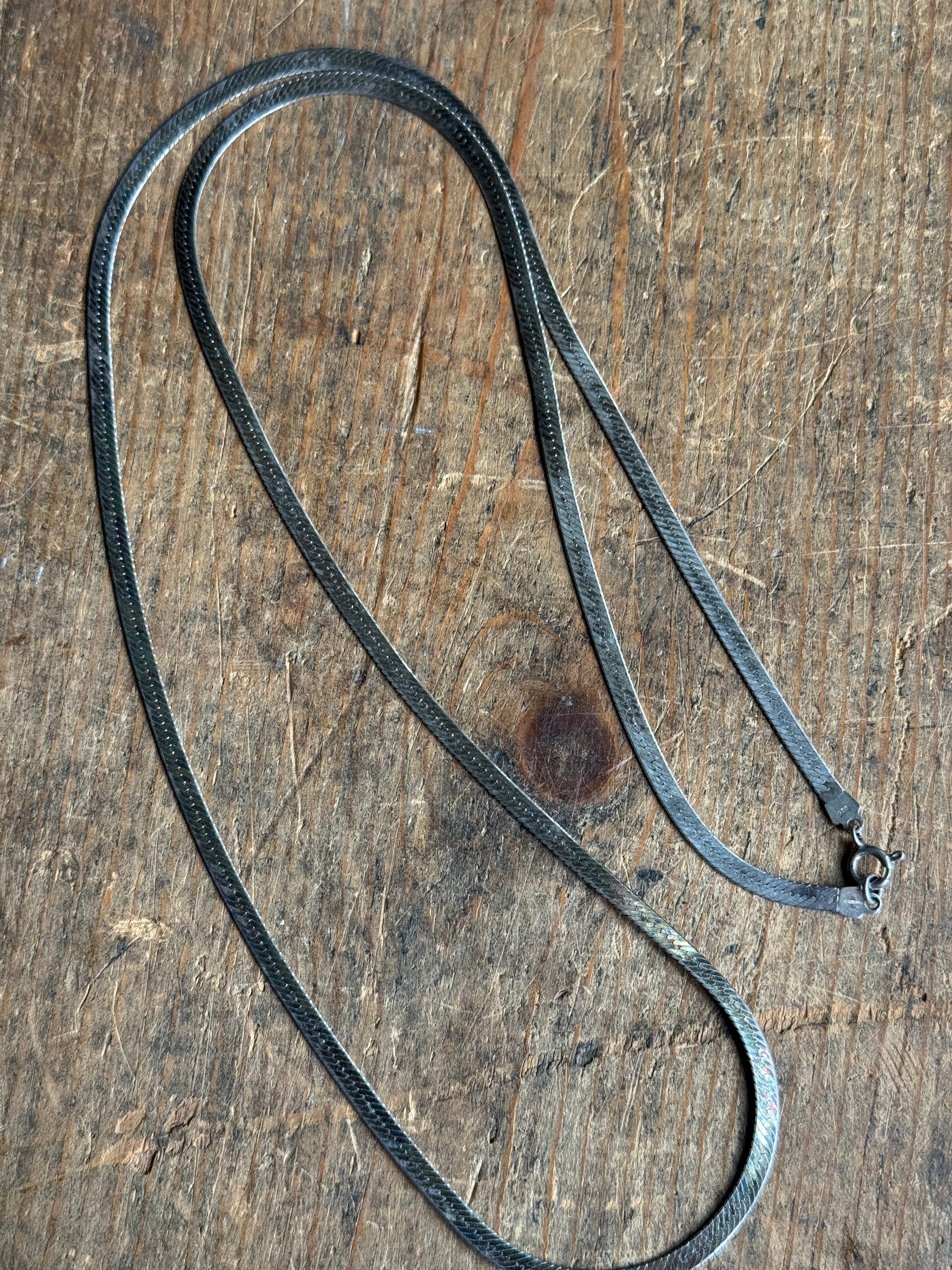 Vintage Sterling Silver 30” Herringbone Chain