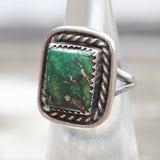 Vintage Sterling Turquoise Roper Ring 4.5